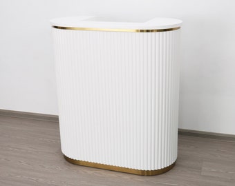 39&quot; White Tambour Reception Desk - Free Shipping (K9001S-WHITE)