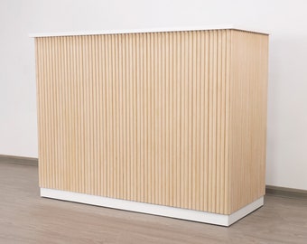 59&quot; Natural Oak Tambour Reception Desk - Free Shipping (K9004-NATURALOAK)