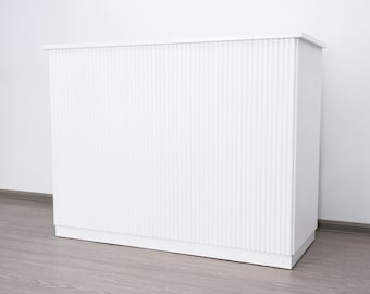 59&quot; White Tambour Reception Desk - Free Shipping (K9004-WHITE)