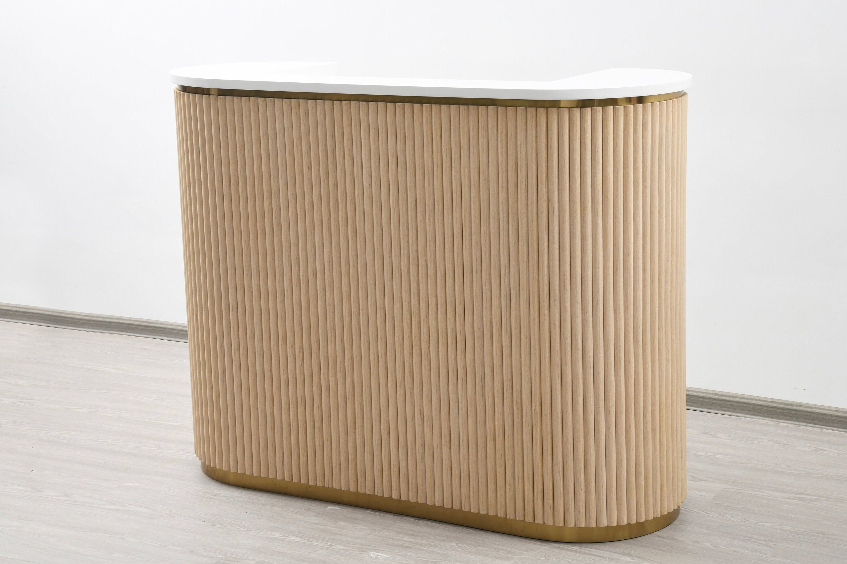 58" Natural Oak Tambour Reception Desk - Free Shipping (K9001-NATURALOAK)