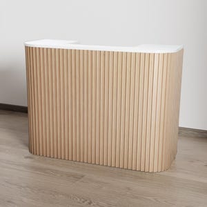 Eden Natural Oak Square Tambour Reception Desk - Large (59")
