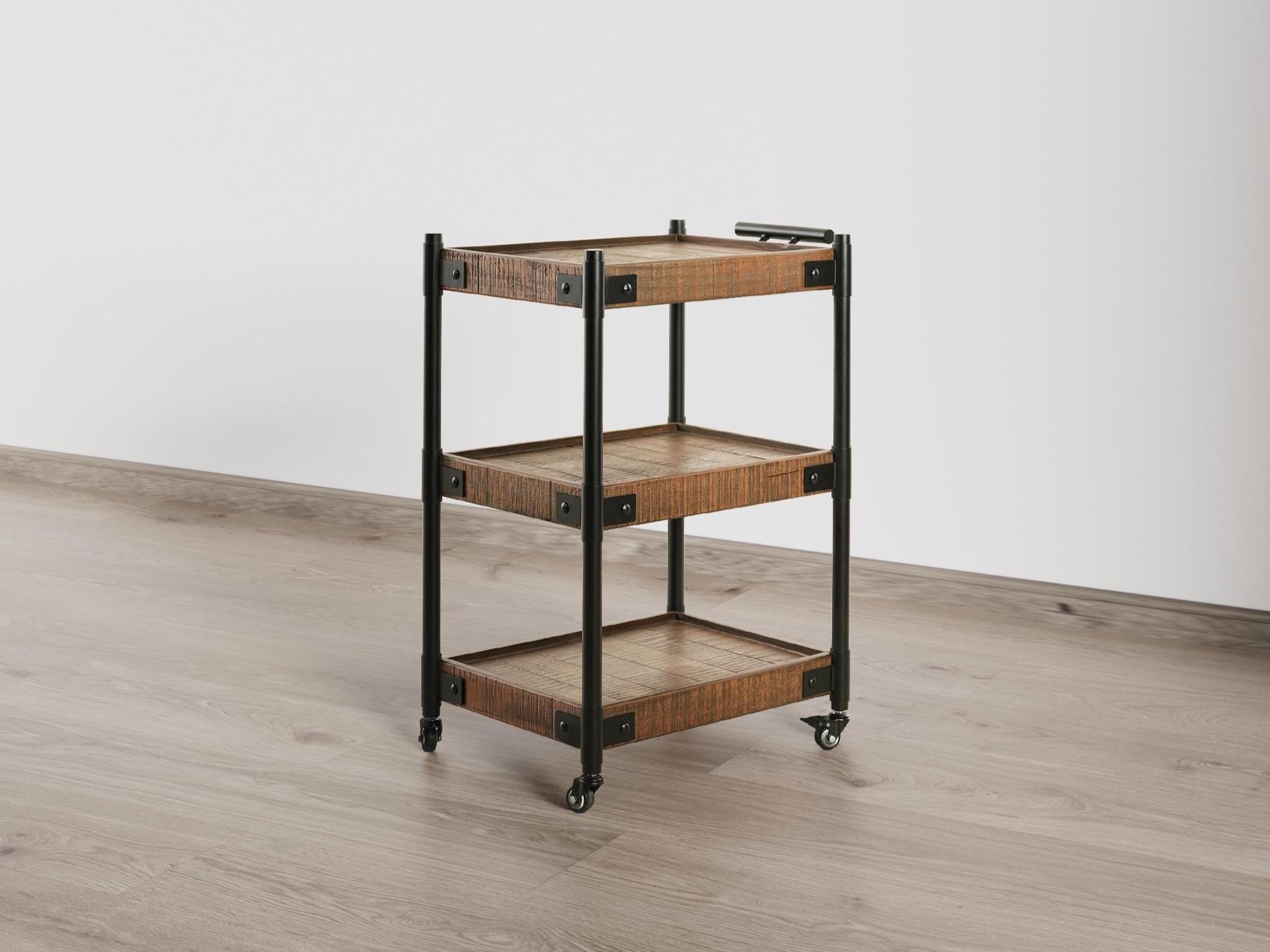 Reclaimed Wood 3-Tier Rolling Cart - Free Shipping (K7770)