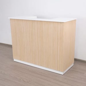 Cora Natural Oak Tambour Reception Desk - Large (59")