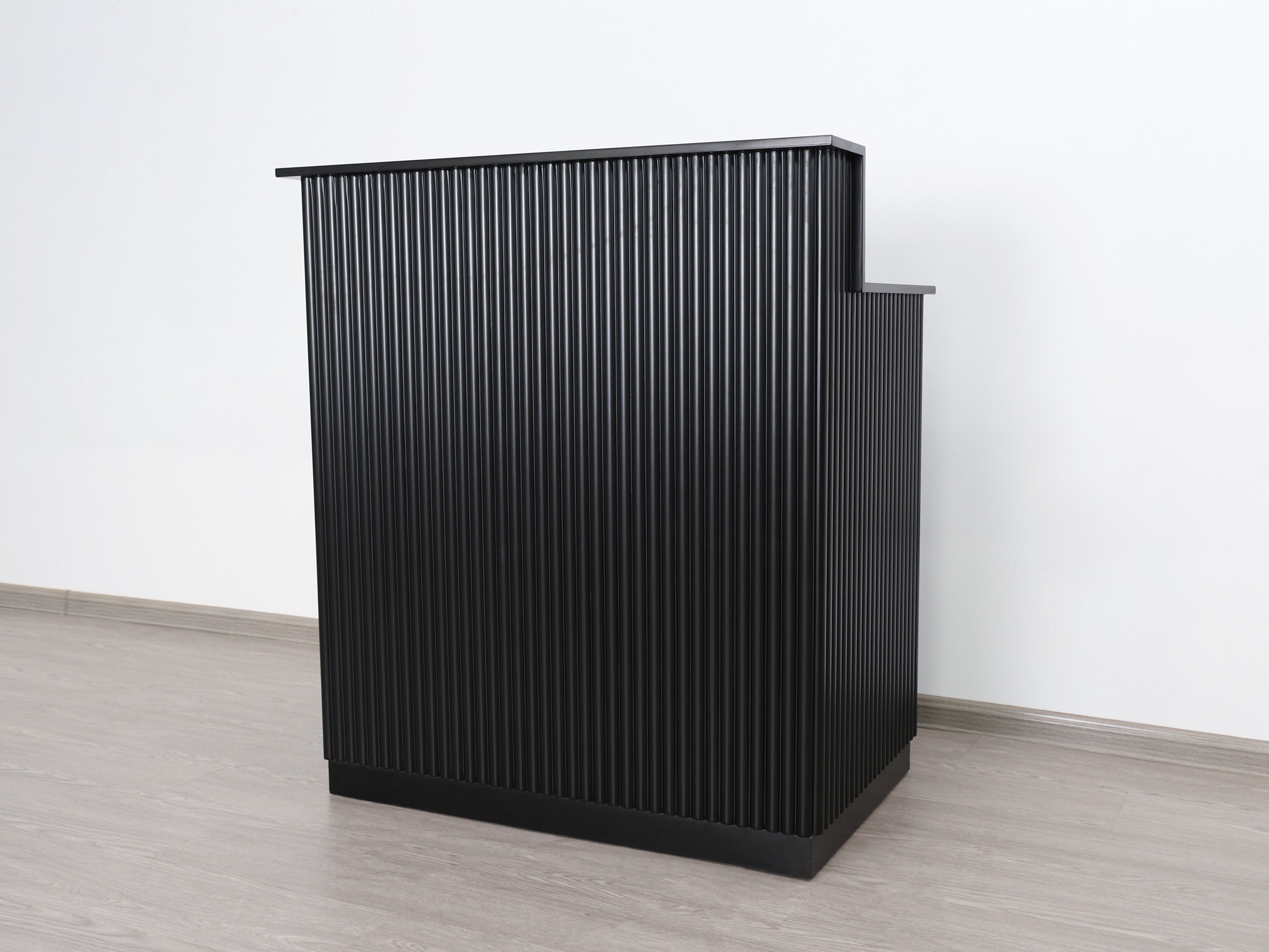39" Black Tambour Reception Desk - Free Shipping (K9002-BLACK)