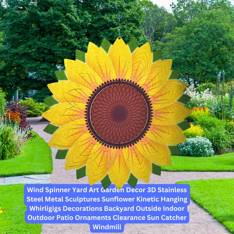 Sunflower Wind Spinner Yard Art Garden Decor Etsy