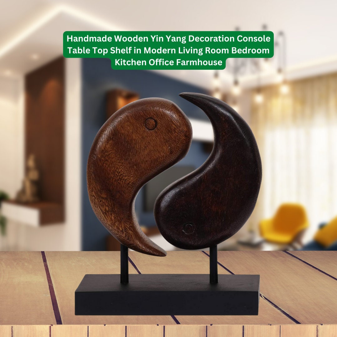 Handcrafted Wooden Yin and Yang Decoration Table Top Decor ,shelf Decor ...