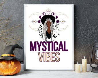 Halloween Wall Art Download Digital Prints Astrology Wall Art Digital Art Print Witch Wall Art for Girl Room Art for Best Friend Gift Poster