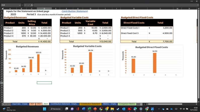 Contribution Margin Automated Template| Individual/small Business ...