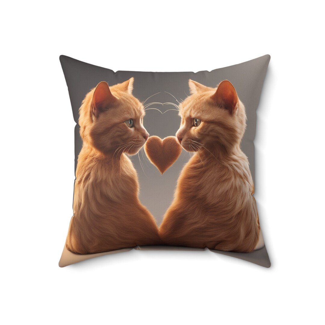 Brown Love Cats Pillow Cat Pillow Covers Brown Cat Pillow Cat Decor Cat