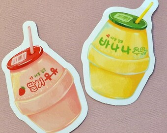 Sticker - Banana Milk or Korean Strawberry Milk (바나나우유 / 딸기우유)