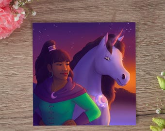 Poster (14.8 x 14.8) – “Fallon and Moondance” (Princess Starla and the Magic Jewels) | Printed illustration