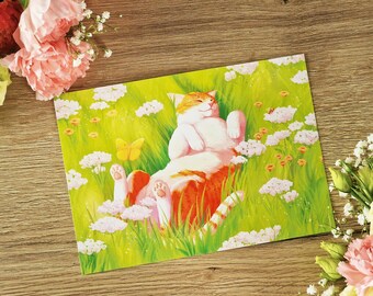 A5 poster – “Nap” – Ginger cat | Printed illustration