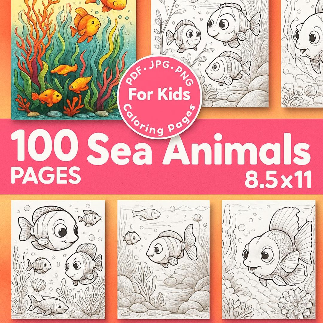 100 Sea Animals Coloring Pages for Kids | Ocean Creatures Printable ...
