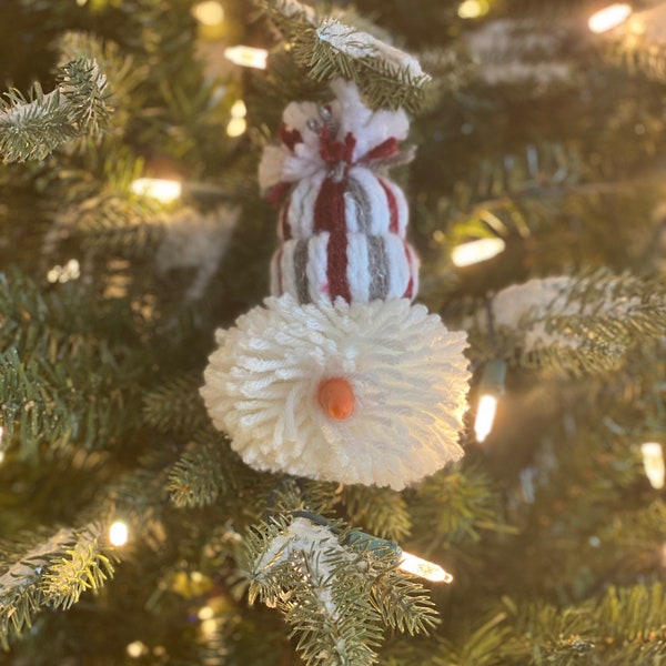 Yarn Snowman Beanie Ornament