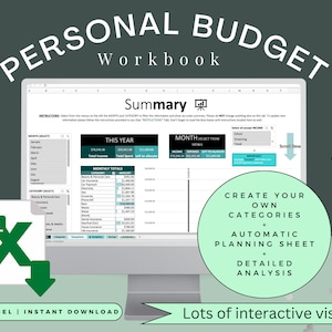 EXCEL Ultimate Monthly Budget Spreadsheet, Financial Planner, Expense Tracker Template, Budget Planner, Personal Budget, Automatic Planning