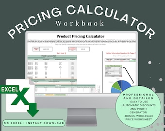 Product Pricing Calculator, Pricing Sheet, Pricing Template, Small Business Planner, Business Spreadsheet, Profit Calculator, Excel Template