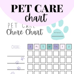 Pet Care Chore Chart, Pet Chart, Pet Chore Chart, Dagelijkse hondenverzorgingsgrafiek, Dagelijkse huisdierverzorgingsgrafiek, Dagelijkse kattenverzorgingsgrafiek, Dagelijkse huisdierengrafiek