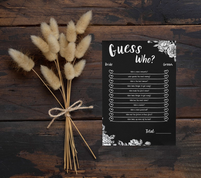 Bridal Shower Game, Guess Who, Printable Bridal Shower Game, Guess Who