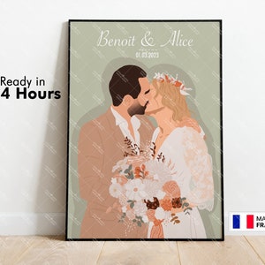 Custom Couple Portrait | Minimalist Illustration | Gift Idea | Wedding | Illustration Painting | Faceless Wedding Portrait