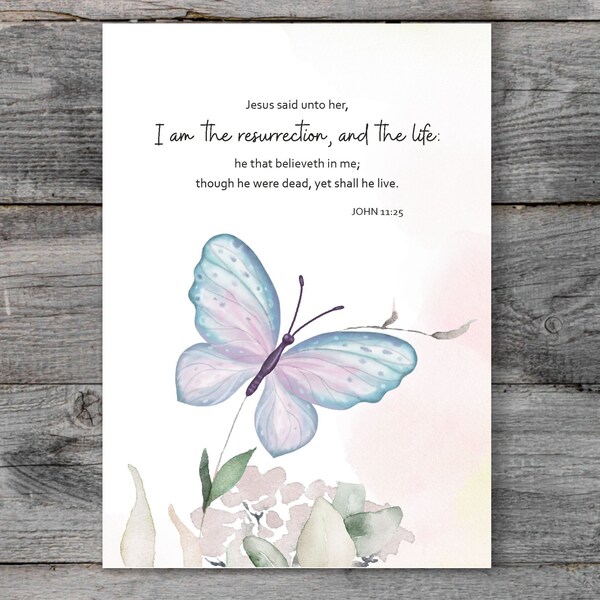 Religious Easter Card, Christian Easter Card, Bible Verse, Unique Easter Message, Watercolor Artwork, Premium Linen Cardstock