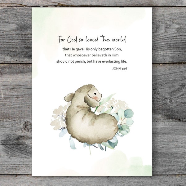 Christian Easter Card, Religious Easter Card, Bible Verse, Unique Easter Message, Watercolor Artwork, Premium Linen Cardstock