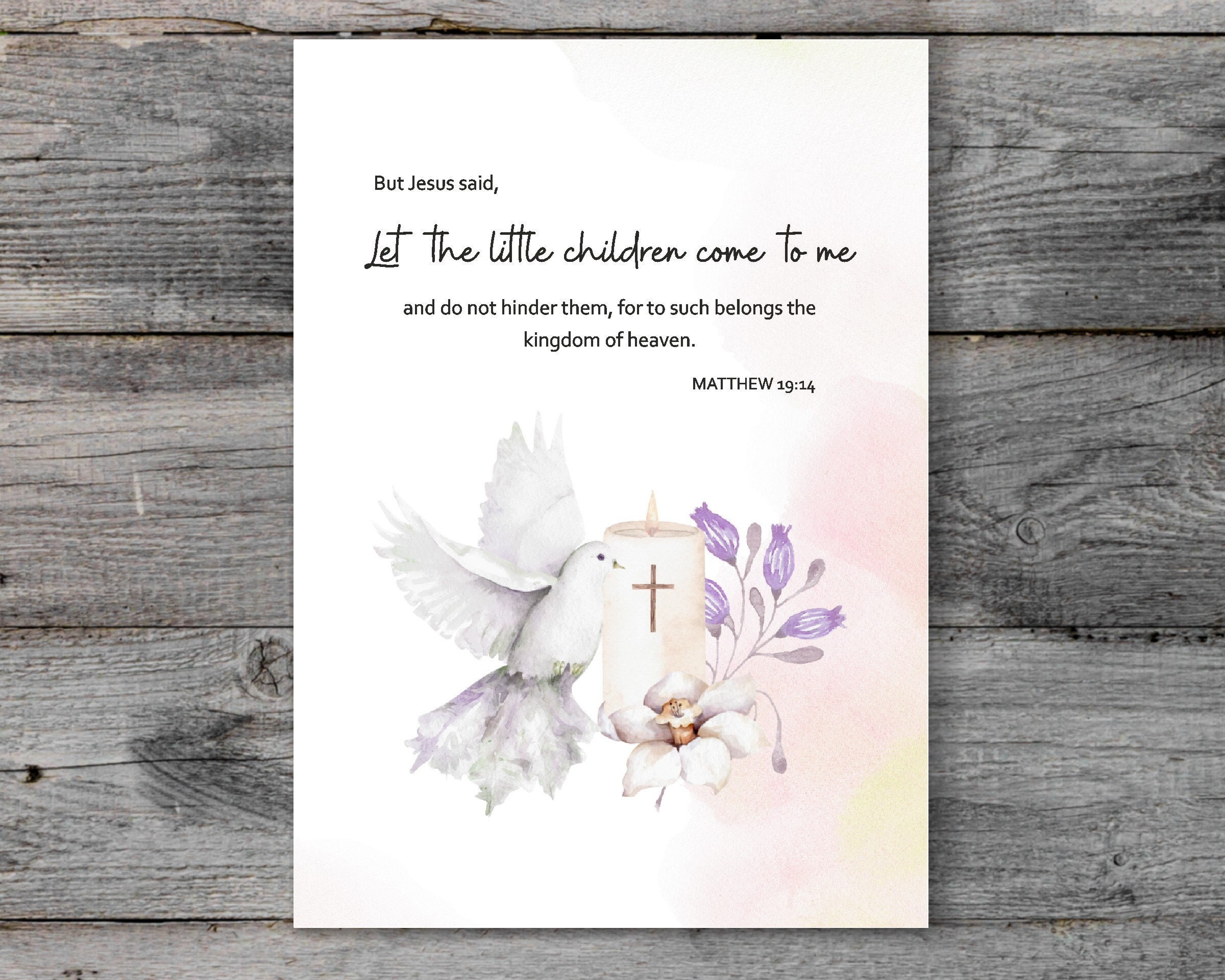 Christian Baptism Card With Bible Verse and Unique Religious Baptism