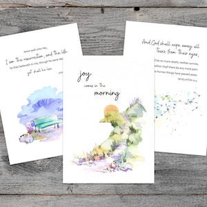 Jeu de 3 cartes de sympathie, cartes de sympathie religieuses, cartes de sympathie chrétiennes, verset de la Bible, message de sympathie, jeu de cartes de condoléances