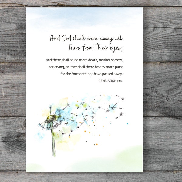 Religious Sympathy Card, Christian Sympathy Card, Condolence Card, Bible Verse, Sympathy Message, Watercolor Artwork