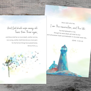 Lot de 2 cartes de sympathie avec citations bibliques et messages religieux uniques de sympathie. Jeu de cartes de sympathie chrétienne.