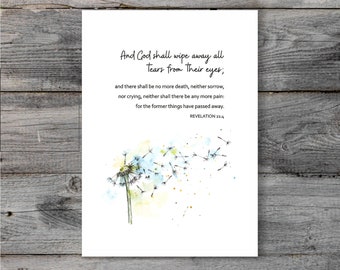 Religious Sympathy Card, Christian Sympathy Card, Condolence Card, Bible Verse, Sympathy Message, Watercolor Artwork