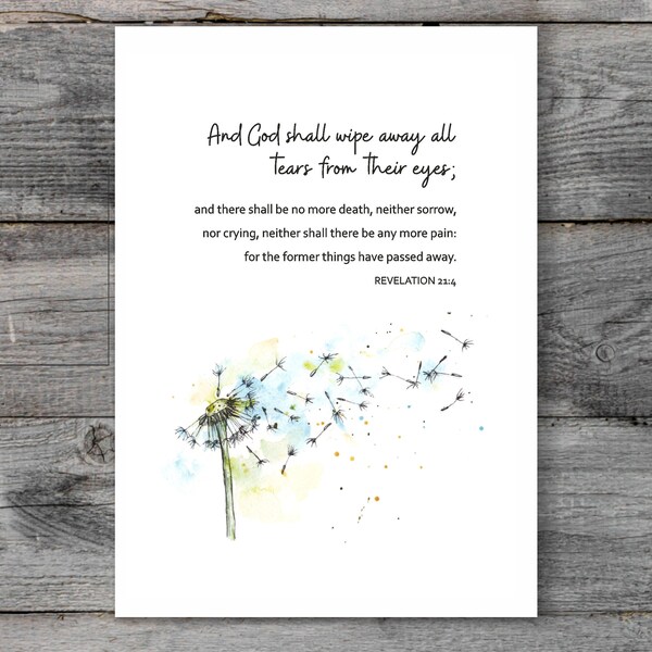 Religious Sympathy Card, Christian Sympathy Card, Condolence Card, Bible Verse, Sympathy Message, Watercolor Artwork