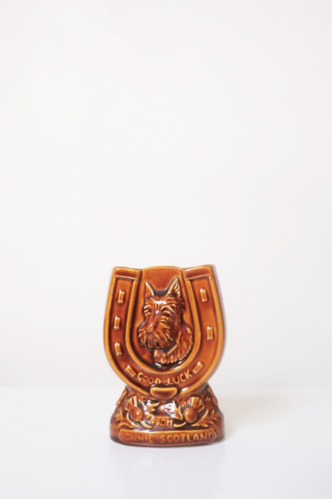 Vintage Sylvac Good Luck From Bonnie Scotland Horseshoe Vase Etsy