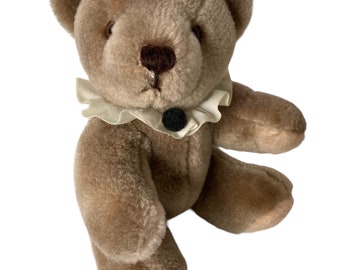 Vintage Gund 1982 Brown Bear with Collar 6” Stuffed Animal Plush