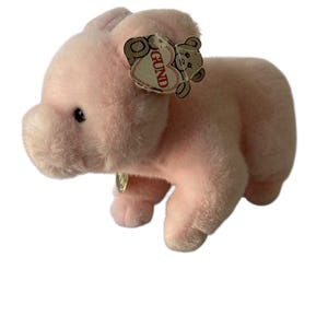 VTG  1987 Gund Dumpling Pink Pig 8&quot; Plush Stuffed Animal Blue Eyes Tags #5420.