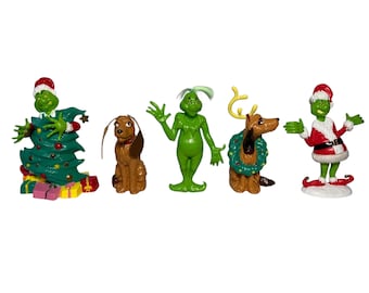 Lot - 5 VTG Universal Studios Max Grinch Christmas PVC 2.75&quot;-3.5&quot; Figures 2000.