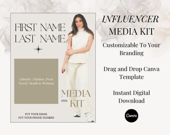 Influencer Media Kit Canva Template| Editable Press Kit (Digital Download)