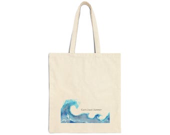 Watercolor Ocean Wave Tote | Cotton Canvas Tote Bag