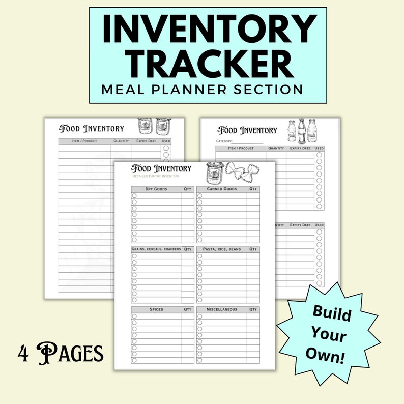 Pantry Inventory Check List Tracker Pages for Meal Planning Etsy