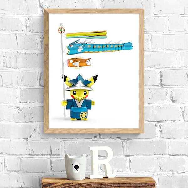 Pokemon Japanese KOINOBORI Wall Art | Digital Download, Kids Room, Nursery Bedroom, Art Décor, Posters of Pikachu, Children's Day