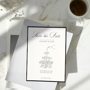 Altes Geld Save the Date - Champagner Illustration, zeitlose Eleganz - bearbeitet auf Leinwand