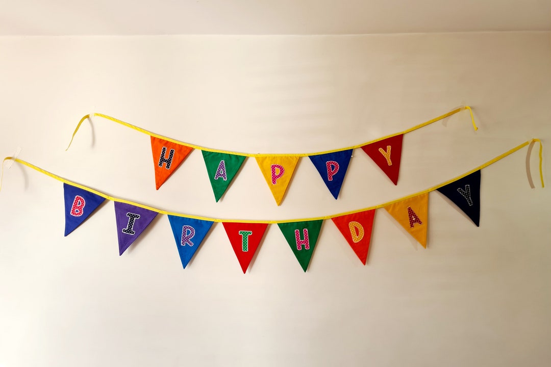Quality Fabric Happy Birthday Bunting Banner, Birthday Bunting, Party