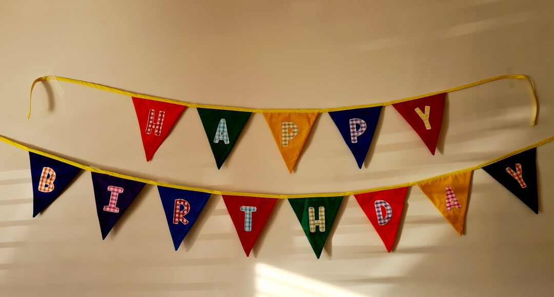 Quality Fabric Happy Birthday Bunting Banner, Birthday Bunting, Party
