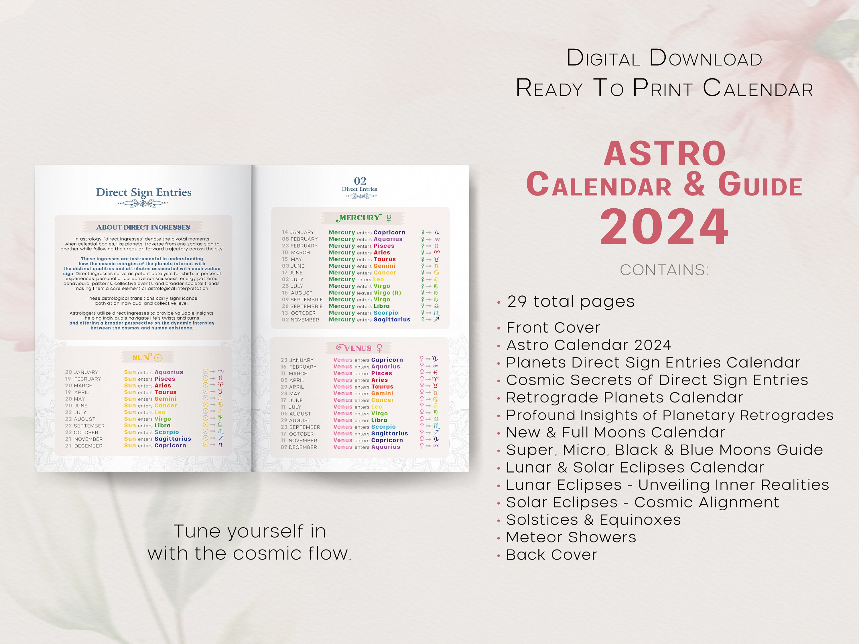Astro Calendar&guide 2024 Astrology Events Printable Calendar 2024