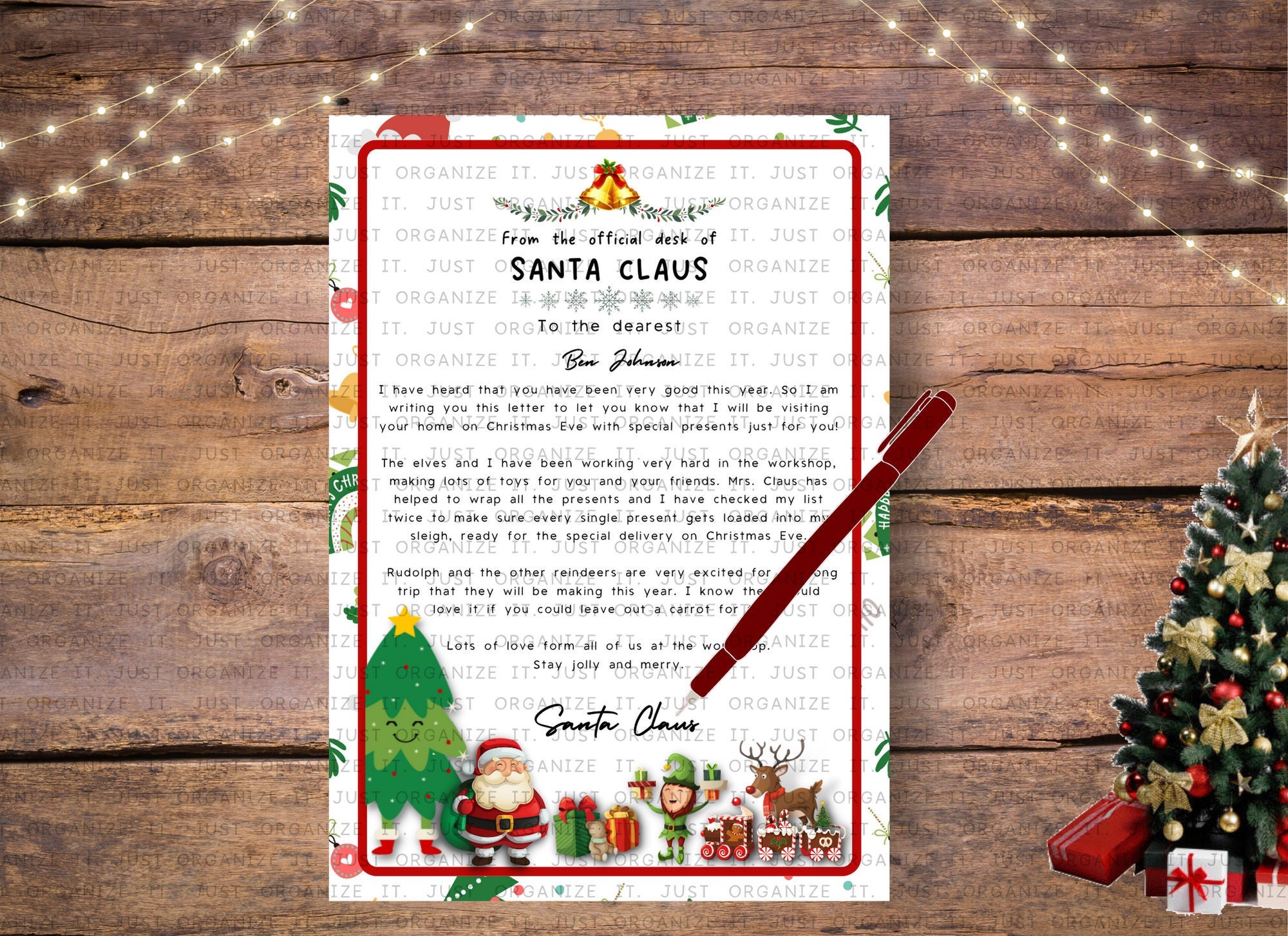 Official Letter to Santa Print-at-home PDF &amp; EDITABLE TEMPLATE Kids ...
