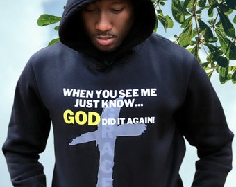 Christian hoodie, trust God, God did it again, graphic hoodie, men hoodie, woman hood, faith hoodie, religious hoodies, Jesus hoodie