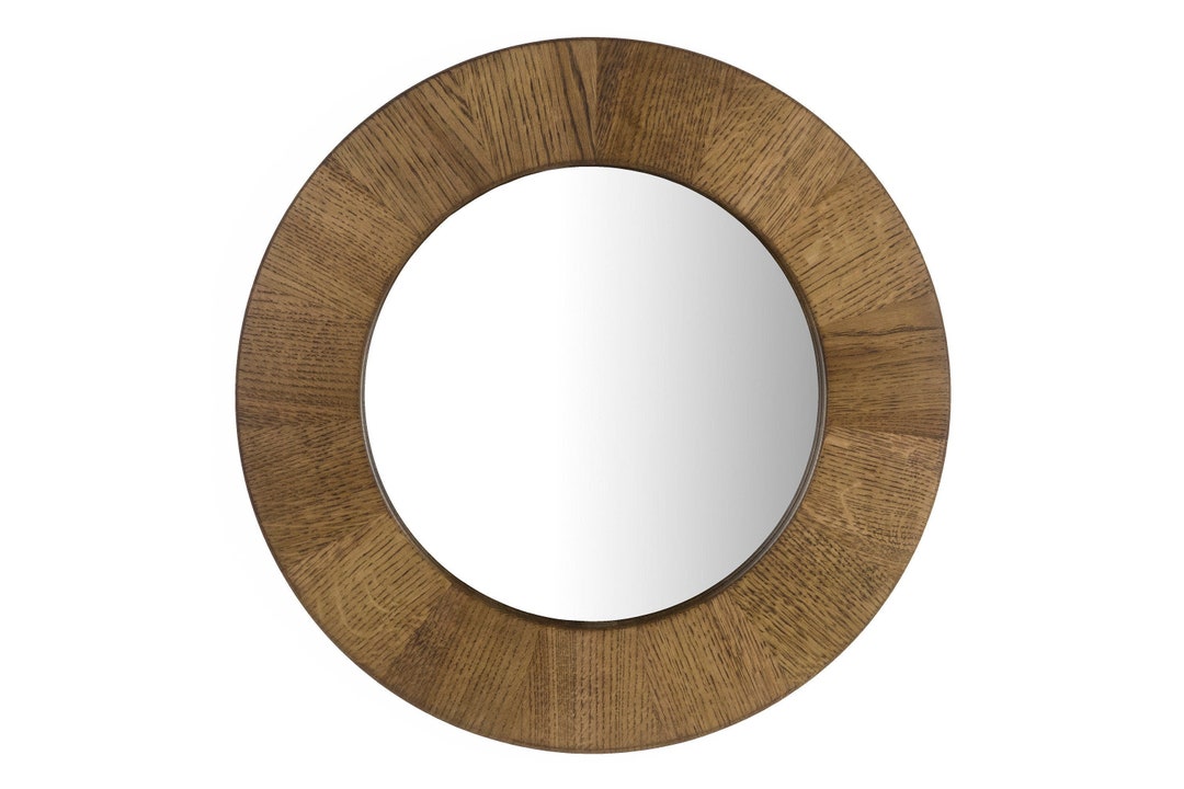 Round Oak Mirror 70 Cm Mirror Chocolate Tone Oak Mirror Etsy