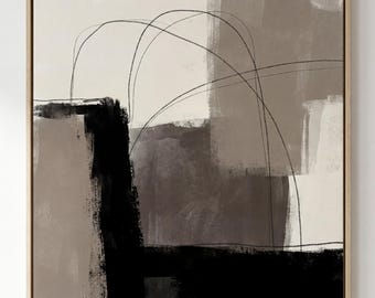 ウォールアート | ミニマリストなアースカラープリント | 幾何学的なラインアート | ニュートラルなリビングルームの装飾 | モダンなボヘミアンポスター