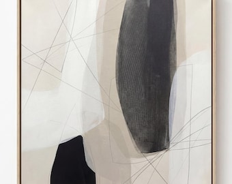 抽象的な壁アート、ベージュと黒のプリント、ミニマリストのモダンペインティング、Japandiのホームデコレーション、現代的なデジタルダウンロード、スケッチラインアート