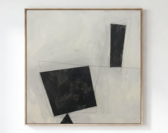 Abstract Geometric Print, Black White Linear Wall Art, Modern Minimalist (Digital Download)