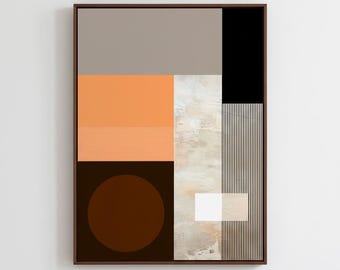 モダンな幾何学的抽象 – 温かみのあるアースカラーのミニマリストウォールアート